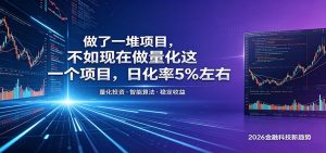 做了一堆项目，不如现在做量化这一个项目，模式简单，收益可控-木子聊项目