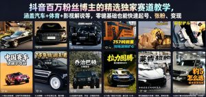 抖音百万粉丝博主的精选独家赛道教学，涵盖汽车+体育+影视解说等，零基础也能快速起号、涨粉、变现-木子聊项目