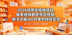 2026纯带货视频项目，每条视频都是带货视频，新手也能从0开单到持续变现-木子聊项目