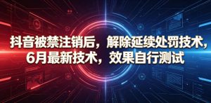 抖音被禁注销后，解除延续处罚技术，6月最新技术，效果自行测试-木子聊项目