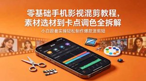 零基础手机影视混剪教程，素材选材到卡点调色全拆解，小白跟着实操轻松制作爆款混剪短片-木子聊项目