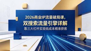 2026商业IP流量破局课，双搜索流量引擎详解，靠三大杠杆实现低成本精准获客-木子聊项目
