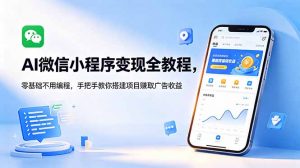 AI微信小程序变现全教程，零基础不用编程，手把手教你搭建项目赚取广告收益-木子聊项目