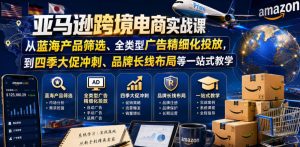 亚马逊跨境电商实战课，从蓝海产品筛选、全类型广告精细化投放，到四季大促冲刺、品牌长线布局等一站式教学-木子聊项目