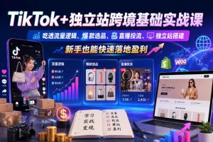 TikTok+独立站跨境基础实战课，吃透流量逻辑、爆款选品、直播投流与独立站搭建，新手也能快速落地盈利-木子聊项目