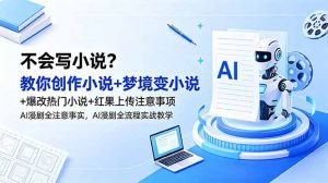 不会写小说？教你创作小说+梦境变小说+爆改热门小说+红果上传注意事项，AI漫剧全流程实战教学-木子聊项目