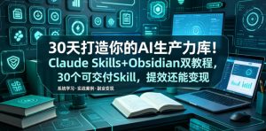 30天打造你的AI生产力库！Claude Skills+Obsidian 双教程，30 个可交付 Skill，提效还能变现-木子聊项目