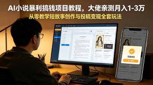 AI小说暴利搞钱项目教程，大佬亲测月入1-3万，从零教学短故事创作与投稿变现全套玩法-木子聊项目
