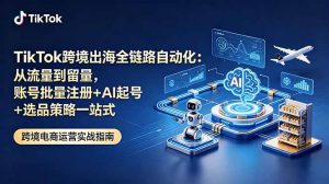 TikTok跨境出海全链路自动化：从流量到留量，账号批量注册+AI起号+选品策略一站式-木子聊项目