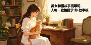 美女和猫故事提示词，人物一致性提示词+故事板-木子聊项目