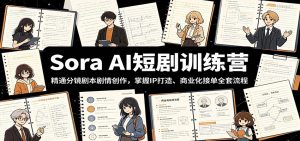 Sora AI短剧训练营：精通分镜剧本剧情创作，掌握IP打造、商业化接单全套流程-木子聊项目