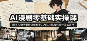 AI漫剧零基础实操课：剧本人物场景分镜全教学，AI生片配音剪辑一站式落地-木子聊项目
