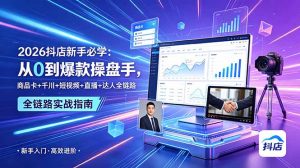 2026抖店新手必学:从0到爆款操盘手,商品卡+千川+短视频+直播+达人全链路-木子聊项目