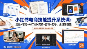 小红书电商技能提升系统课:选品+笔记+AI二创+实拍+剪辑+起号,全链路覆盖-木子聊项目