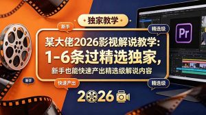 某大佬2026影视解说教学:1-6条过精选独家,新手也能快速产出精选级解说内容-木子聊项目
