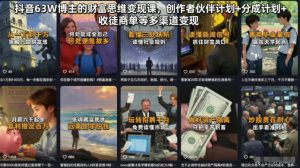 抖音63W博主的财富思维变现课，创作者伙伴计划+分成计划+收徒商单等多渠道变现-木子聊项目