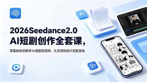 2026Seedance2.0AI短剧创作全套课,零基础系统教学AI漫剧短视频,从灵感到成片完整落地-木子聊项目