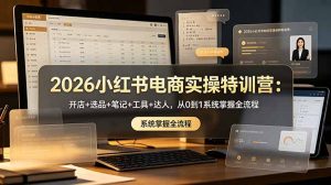 2026小红书电商实操特训营：开店+选品+笔记+工具+达人，从0到1系统掌握全流程-木子聊项目