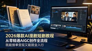 2026 爆款 AI 漫剧短剧教程 从零精通 AIGC 创作全流程 既能接单变现又能就业入行-木子聊项目