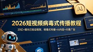 2026短视频病毒式传播教程:20亿+曝光已验证框架,病毒式传播+AI内容+付费广告-木子聊项目
