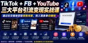 TikTok+FB+YouTube三大平台引流变现实战课,通过社交媒体获取销售线索,别人填表单你賺钱【原创双语字幕】-木子聊项目