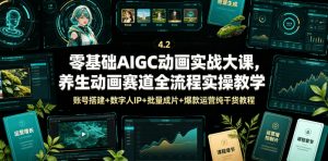 零基础AIGC动画实战大课,养生动画赛道全流程实操教学,账号搭建+数字人IP+批量成片+爆款运营纯干货教程-木子聊项目
