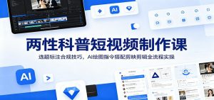 两性科普短视频制作课:选题标注合规技巧,AI绘图指令搭配剪映剪辑全流程实操-木子聊项目