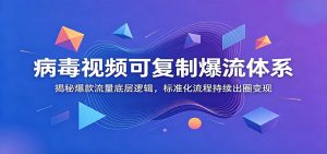 病毒视频可复制爆流体系:揭秘爆款流量底层逻辑,标准化流程持续出圈变现-木子聊项目