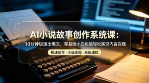 AI小说故事创作系统课：10分钟极速出爆文，零基础小白也能轻松实现内容变现-木子聊项目