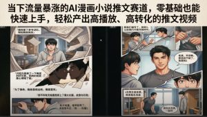 当下流量暴涨的AI漫画小说推文赛道，零基础也能快速上手，轻松产出高播放、高转化的推文视频-木子聊项目