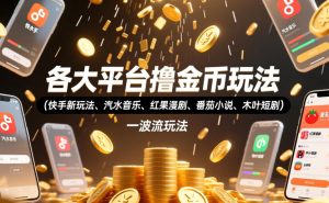 各大平台撸金币玩法(快手新玩法、汽水音乐、红果漫剧、番茄小说、木叶短剧)，一波流玩法(收费398元的教程)-木子聊项目