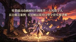 零基础AI动画短片训练营，古风数字人末日魔法案例，首尾帧运镜对口型全套实操讲解-木子聊项目