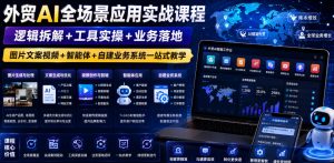 外贸AI全场景应用实战课程｜逻辑拆解+工具实操+业务落地，图片文案视频+智能体+自建业务系统一站式教学-木子聊项目