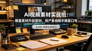AI视频素材实战班：爆量素材升级原创，投产翻倍不再是口号，0-1系统教学实战落地-木子聊项目