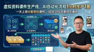 虚拟资料课件生产线，AI自动化流程1小时生产1套，一天上架10套原创课件，30天小红书素材不重样-木子聊项目