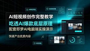 AI短视频创作完整教学，吃透AI爆款底层原理，配套即梦AI电脑端实操演示，快速产出优质内容-木子聊项目
