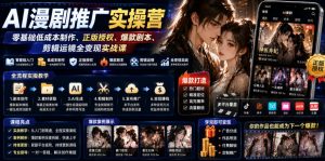 AI漫剧推广实操营｜零基础低成本制作、正版授权、爆款剧本、剪辑运镜全变现实战课-木子聊项目