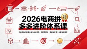 2026电商拼多多进阶体系课，开店避坑，链接上架，内功优化，自然流矩阵｜直通车付费｜全套实操教学-木子聊项目