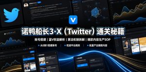 诺鸭船长3·X(Twitter)通关秘籍，涵盖账号搭建、蓝V权益解析、算法机制拆解及爆款内容生产SOP-木子聊项目