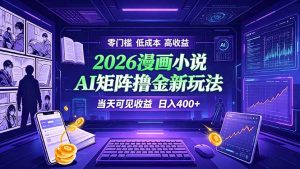 爆款小说漫画大阅读 ai矩阵操作 当天可见收益 日入400+ 零门槛 高收益-木子聊项目