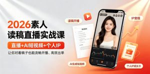 2026素人读稿直播实战课|直播+AI短视频+个人IP,让你对着稿子也能流畅开播、高效出单-木子聊项目