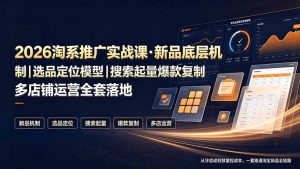 2026淘系推广实战课·新品底层机制|选品定位模型|搜索起量爆款复制多店铺运营全套落地教程-木子聊项目