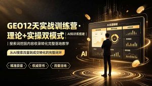 GEO12天实战训练营·理论+实操双模式｜AI知识库搭建｜搜索词挖掘内容收录转化完整落地教学-木子聊项目