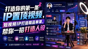 打造你的第一条IP置顶视频,短视频IP打造精品单课,帮你一招打造人设-木子聊项目