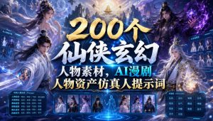 200个仙侠玄幻人物素材,AI漫剧人物资产仿真人提示词-木子聊项目