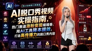 AI脱口秀视频实操指南,热门赛道涨粉变现嘎嘎香,用AI工具降本提效,打造高传播力的脱口秀内容-木子聊项目