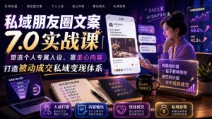 私域朋友圈文案7.0实战课|塑造个人专属人设,靠走心内容打造被动成交私域变现体系-木子聊项目