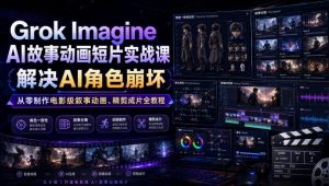 Grok Imagine AI故事动画短片实战课｜解决AI角色崩坏，从零制作电影级叙事动画、精剪成片全教程(中英字幕)-木子聊项目